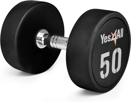 Miniatura 10 de Yes4All Mancuerna de uretano con mango moleteado antideslizante de 5 a 50 libras para construcción muscular, se vende individualmente