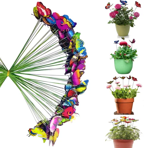 Miniatura 3 de 100 estacas de mariposa para exteriores, maceta, maceta, cama, decoración de jardín, mariposas, decoraciones de Navidad, mariposas artificiales