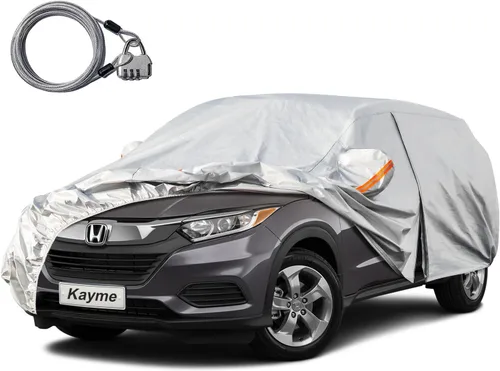 Miniatura 13 de Kayme Funda impermeable para automóvil sedán, para todo tipo de clima, con cerradura y cremallera, protección contra la lluvia solar UV al aire
