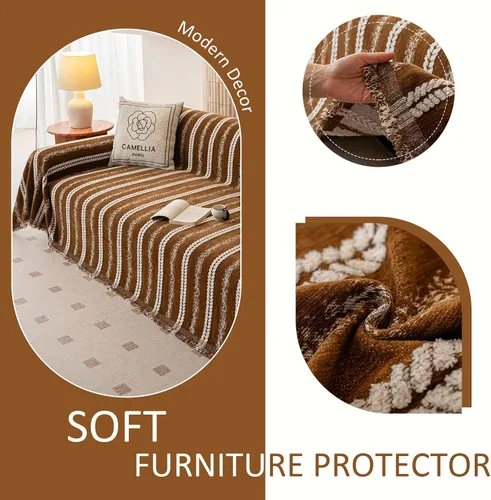 Miniatura 211 de VClife Fundas de sofá bohemio de felpilla para sofá seccional, fundas de sofá suaves y antideslizantes para sofá de 2 cojines, protector de muebles