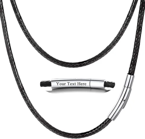 Miniatura 30 de PROSTEEL Collar de cuero impermeable para hombre, 0.079 in/0.118 in, 16 a 30 pulgadas, con cierre de acero inoxidable, cadena de bricolaje
