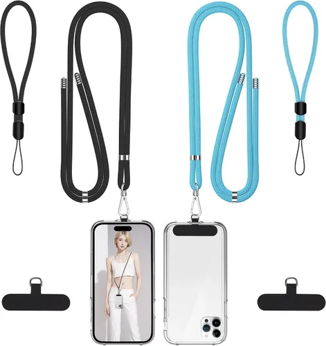 Miniatura 10 de Takyu Cordon para teléfono celular, cordon cruzado para teléfono con correa de cuello ajustable y paquete de 2 correas de muñeca para teléfono