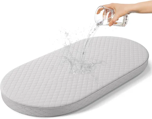 Miniatura 10 de Protector de colchón de moisés compatible con Dream On Me Karley Bassinet, transpirable, espuma premium, hipoalergénico, no tóxico, forma ovalada