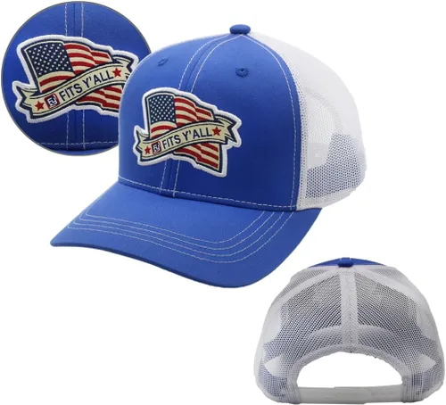 Miniatura 5 de Fits Y'all USA Flag Americana Structured Trucker Hat for Unisex and 3XL Oversize