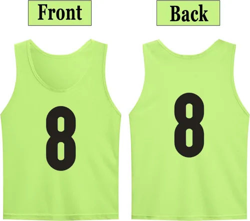 Miniatura 2 de Paquete de 12 camisetas numeradas (1-12) baberos de fútbol piñones de Scrimmage chaleco de entrenamiento de equipo para adultos y jóvenes y niños.