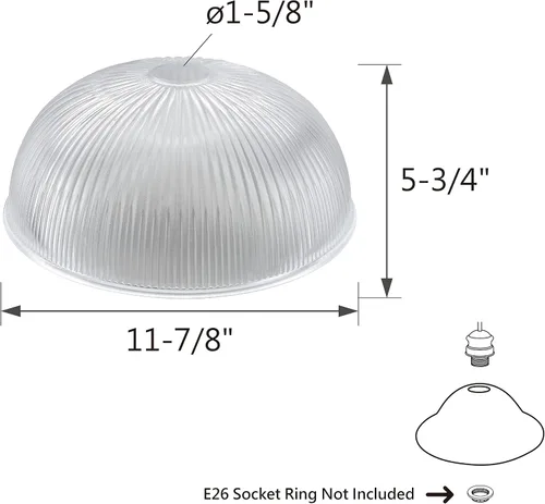 Miniatura 3 de Aspen Creative 25308-60-1, pantalla de vidrio transparente para lámpara de antorcha de enchufe de base media, lámpara colgante, accesorio de isla