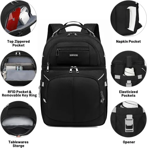 Miniatura 2 de Mochila enfriadora aislada, bolsa enfriadora a prueba de fugas de doble cubierta, mochila enfriadora aislada para almuerzo para hombres y mujeres