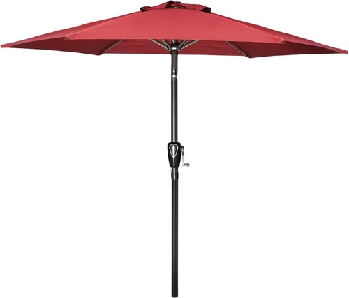Simple Deluxe - Sombrilla de patio de 7.5 pies para exteriores con botón de inclinación/manivela, 6 varillas robustas para jardín, cubierta, patio