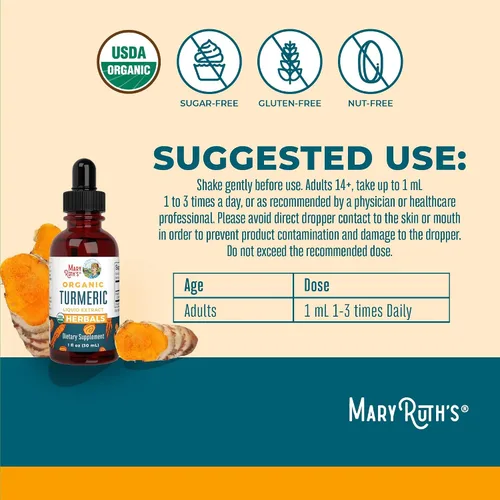 Miniatura 3 de MaryRuth Organics Extracto líquido de cúrcuma orgánica, sin azúcar, orgánico por la USDA, suplemento de cúrcuma orgánica, sin OMG, sin gluten