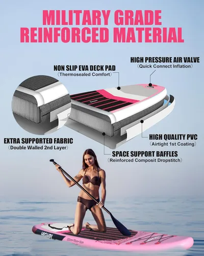 Miniatura 3 de Inflatable Stand-Up Paddle Board: Wide SUP with Full Accessories, Anti-Slip EVA Deck, Paddleboard for Yoga/Surfing/Fishing & More, for Youth &