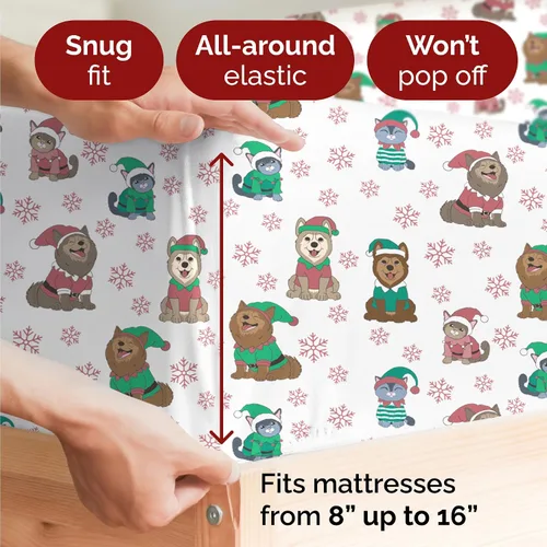 Miniatura 4 de Juego sábanas navideñas 3 piezas, esquinas tipo bolsillo profundo, suave, no se arruga, de invierno, para niños y niños pequeños, bonito diseño