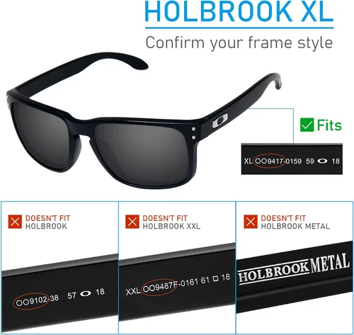 Miniatura 2 de Lentes de repuesto para gafas de sol Oakley Holbrook XL OO9417, 4 pares, negro sólido+titanio+azul hielo+rojo fuego