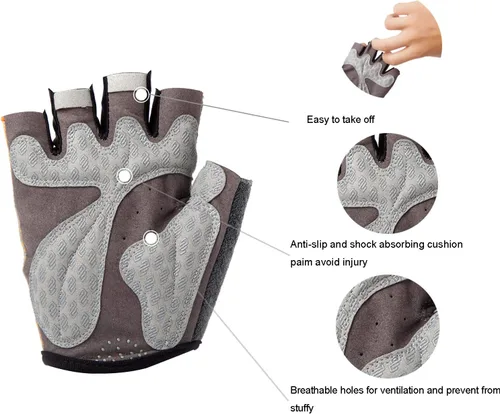 Miniatura 2 de VEBE Guantes de ciclismo para mujer, antideslizantes, a prueba de golpes, guantes cortos para dedos al aire libre, guantes de bicicleta de montaña