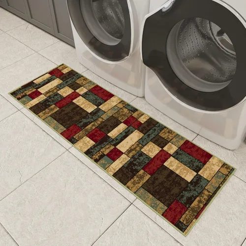 Miniatura 13 de Ottomanson Alfombra de pasillo de 20 x 53 pulgadas, antideslizante, fácil de limpiar, alfombra de lavandería, duradera y apta para mascotas