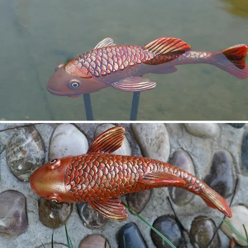 Miniatura 8 de Estatuas de Jardín de Peces Koi de Cerámica Antigua - Juego de 2 Exquisitas Esculturas de Peces para Exteriores, Patio, Estanque y Decoraciones