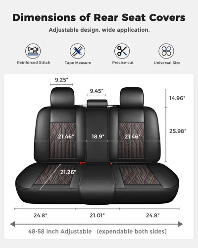 Miniatura 3 de Huidasource Fundas de cuero para asiento trasero, impermeables, para asiento trasero dividido, protector de cojín de asiento de vehículo, ajuste