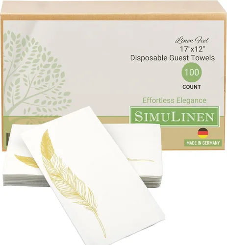 Miniatura 24 de SimuLinen Toallas de mano desechables de jardín azul con flores para baño, toallas para invitados de un solo uso con tacto de lino, papel de seda