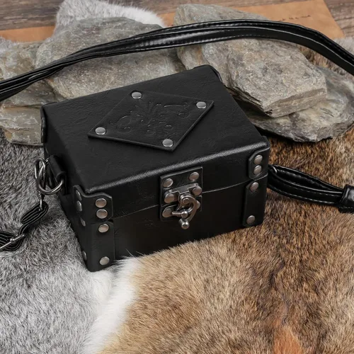 Miniatura 5 de HiiFeuer Caja medieval de alquimia de piel sintética con 12 viales de poción de corcho, bolsa cruzada portátil de fantasía, soporte para dados Dnd