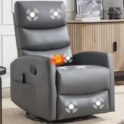 Miniatura 17 de Silla reclinable con masaje y calor, silla reclinable giratoria con respaldo alto, sillones reclinables manuales Lazy Boy para adultos, silla