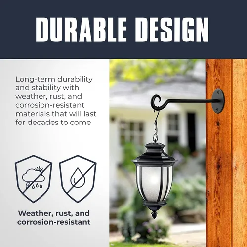 Miniatura 3 de Monarch Abode Ganchos para plantas – Ganchos de pared para cestas colgantes, 7.5 pulgadas de metal negro valla de pared para plantas de pared
