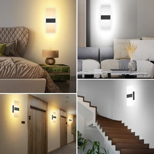 Miniatura 7 de TRLIFE Apliques de Pared LED Regulables, Aplique de Pared Moderno de 4 Temperaturas de Color 12W Luces de Pared Regulables Juego de 2 Luz Montada