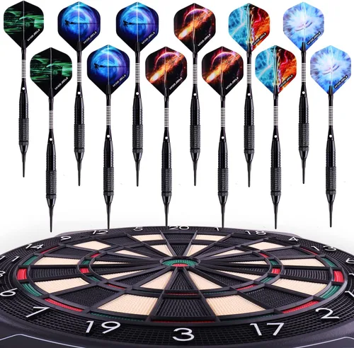 Miniatura 9 de WIN.MAX Darts Plastic Tip - Soft Tip Darts Set - 12 Pcs 18 Gram with 100 Extra Dart Tips 12 Flights Flight Protectors and Wrench for Electronic Dart