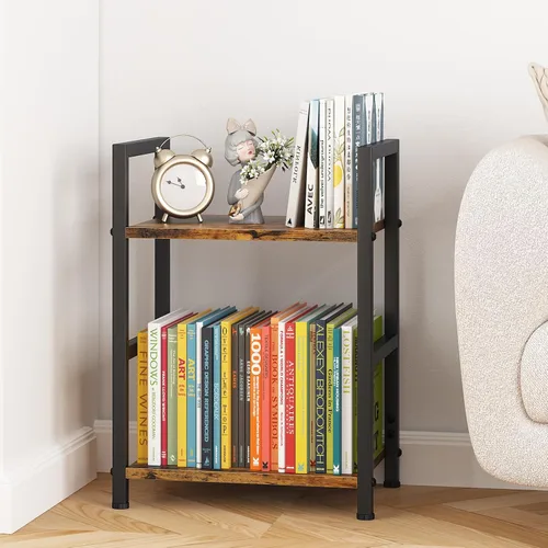 Miniatura 4 de Estantería pequeña para espacios pequeños, estantería industrial de 2 niveles, organizador de almacenamiento estrecho para sala de estar, dormitorio