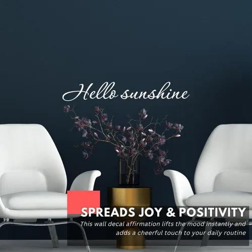 Miniatura 2 de My Vinyl Story - Hello Sunshine - Calcomanía inspiradora para pared, con citas, arte de vinilo, palabras de amor, decoración sobre la cama, Negro