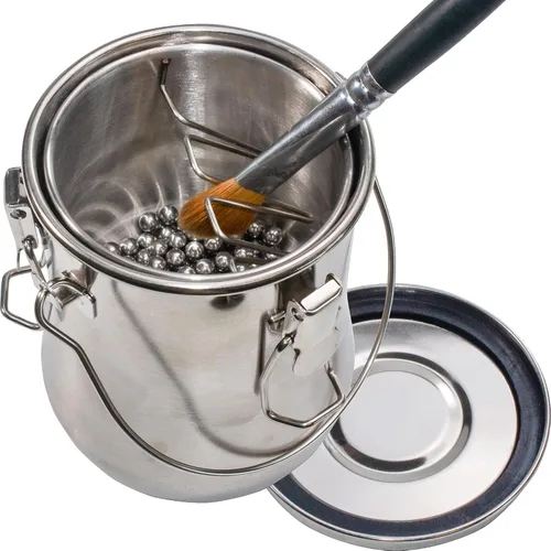 Limpiador de Pinceles de Acero Inoxidable Hermético para Pintura al Óleo y Acrílico, Limpiador de Pinceles con Perlas de Limpieza y Escurridor