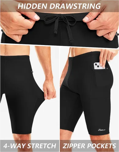 Miniatura 4 de Pudolla Men's Swim Jammers with Zipper Pockets Durable Athletic Swimsuit Shorts for Men Lap Swimming Training Competition