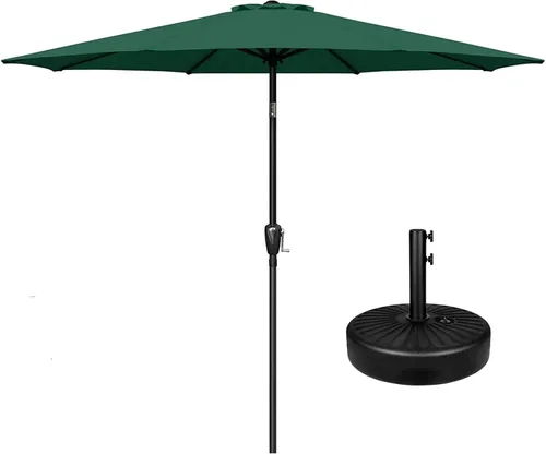 Miniatura 13 de Simple Deluxe Sombrilla de patio al aire libre, protección UV, con botón de inclinación/manivela y 8 varillas resistentes, para mesa, jardín, Azul