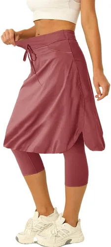 Miniatura 2 de Falda de tenis para mujer de 20 pulgadas hasta la rodilla con leggings integrados, faldas de golf, leggings con falda con bolsillos
