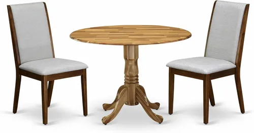 Miniatura 25 de East West Furniture DLLA3-ABK-47 - Juego de mesa de comedor de 3 piezas que contiene una mesa de cocina redonda con gotas y 2 sillas de comedor