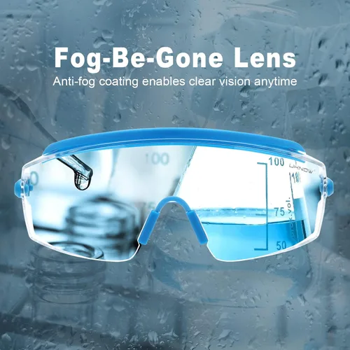 Miniatura 3 de UKNOW Gafas de Seguridad Sobre Lentes, Gafas de Seguridad Antiempañamiento con Lente Envolvente Transparente, Gafas Protectoras ANSI Z87.1 Azul