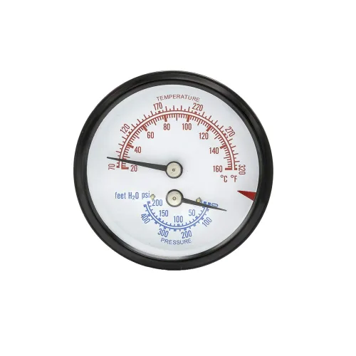 Miniatura 6 de PIC Gauges TRI-RC-254R1.75-D Tridicador comercial, caja de acero negro, internos de bronce, lente de plástico con indicador rojo, esfera de 2.5
