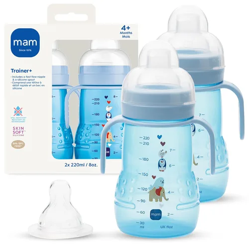 Miniatura 12 de MAM Vaso Entrenador con Boquilla para Niños Pequeños de 1-3, 8 oz. Taza de Transición para Beber con Boquilla Extrasuave, Pezón sin Derrames y Asas