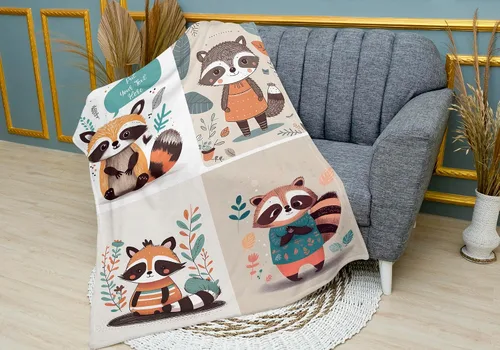 Miniatura 6 de Regalos personalizados para bebés y niñas: adorable manta de mapache con nombre personalizado, compañero cómodo para uso diario y viajes, divertidos