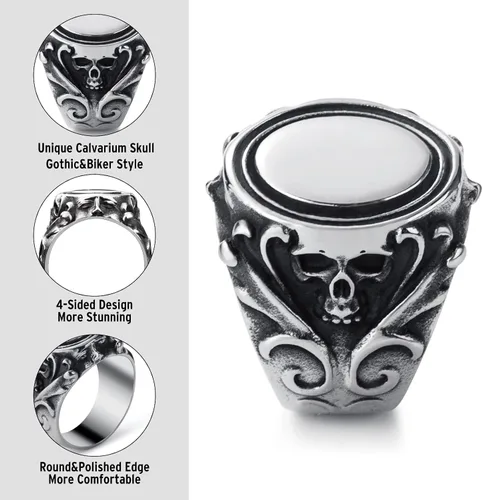 Miniatura 2 de Anillos de calavera para hombre, de acero inoxidable, anillo gótico de motociclista, joyería para hombres y niños, tallas 7-13