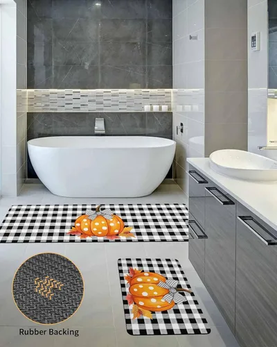 Miniatura 5 de Tapete de baño para bañera, antideslizante, de secado rápido y absorbente, de tierra de diatomeas, para cocina, tapete de Acción de Gracias, otoño