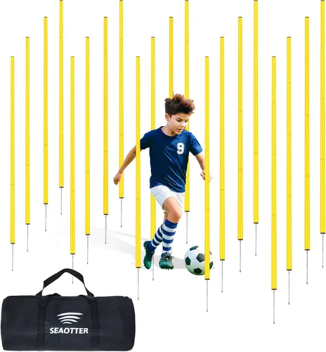 Miniatura 8 de SEAOTTER Bastones de entrenamiento de agilidad de fútbol, 6/10/20 unidades de 6 pies ajustables desmontables para entrenamiento de velocidad
