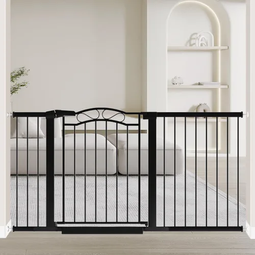 Miniatura 14 de Fairy Baby Puertas para bebés extra anchas de 57.1"-59.8" con puerta, puerta infantil de 58-59 pulgadas para niños pequeños, puerta de metal montada