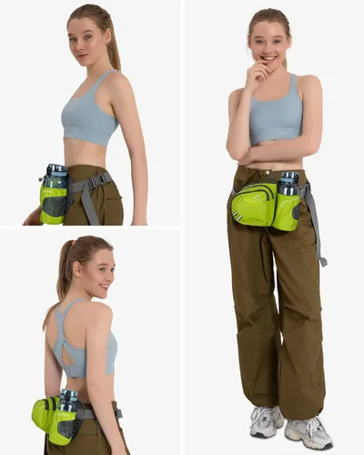 Miniatura 6 de Waterfly - Cangurera de senderismo con soporte para botella de agua para hombres y mujeres, para correr y pasear al perro, para iPhone 8 Plus, Verde