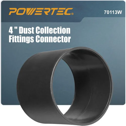 POWERTEC 70113W Acoplamiento de recolección de polvo de 4 pulgadas para accesorios y adaptadores de diámetro exterior de 4 pulgadas, 1 paquete