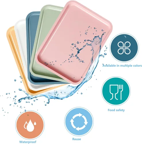 Miniatura 4 de Cieovo Paquete de 10 bandejas para servir comida rápida, colorida bandeja rectangular para cafetería, para restaurante, hogar, escuela, suministros
