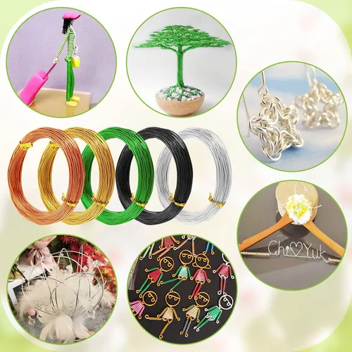 Miniatura 7 de Alambre de aluminio de calibre 20, alambre de metal flexible de 0.031 in, 32.8 pies, alambre floral para hacer joyas, esculpir, muñecos esqueleto
