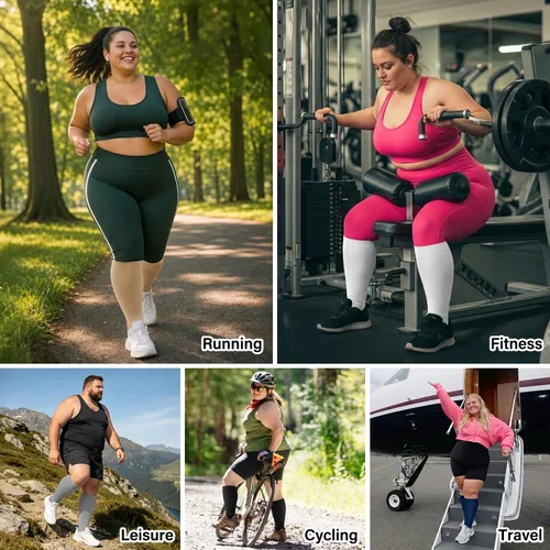 Miniatura 2 de Paquete de 3 calcetines de compresión de talla grande para mujeres y hombres, medias extra anchas de pantorrilla hasta la rodilla para soporte