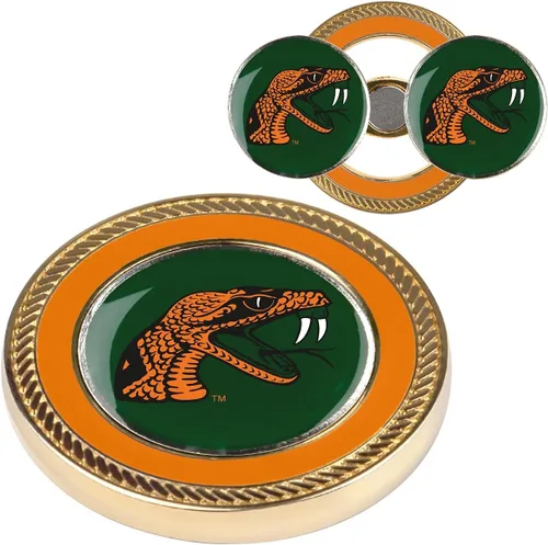 LinksWalker NCAA Challenge Coin con 2 marcadores de pelota de golf con logotipo de equipo