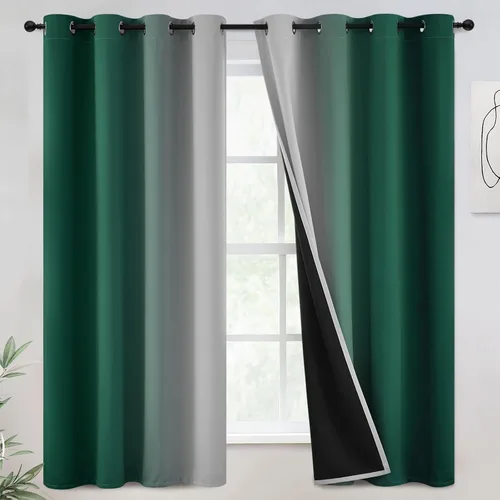 Miniatura 18 de COSVIYA - Cortinas 100% opacas y visillos con ombre, cortinas negras de 63 pulgadas de largo, 2 paneles, cortinas de oscurecimiento total