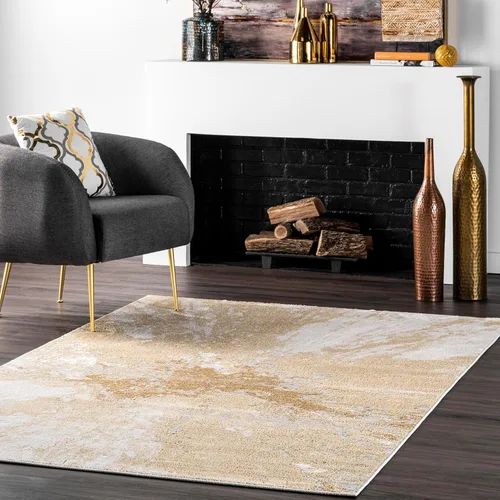 nuLOOM alfombra para corredor Cyn Abstract dorada de 2 pies 8 pulgadas x 8 pies Oro
