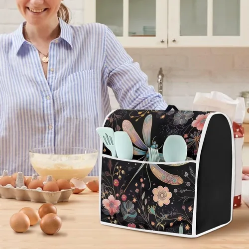 Miniatura 3 de Funda para batidora de pie de libélula bohemia compatible con mezclador de cocina de 4.5 a 5 cuartos de galón, a prueba de polvo, cubierta